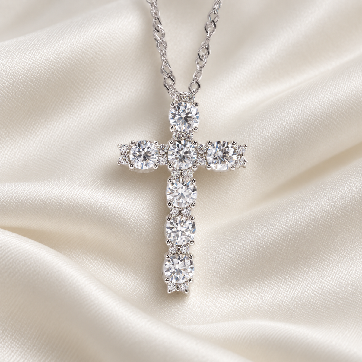 Eternal Light 2.1 TCW Round-Cut Moissanite Cross Pendant