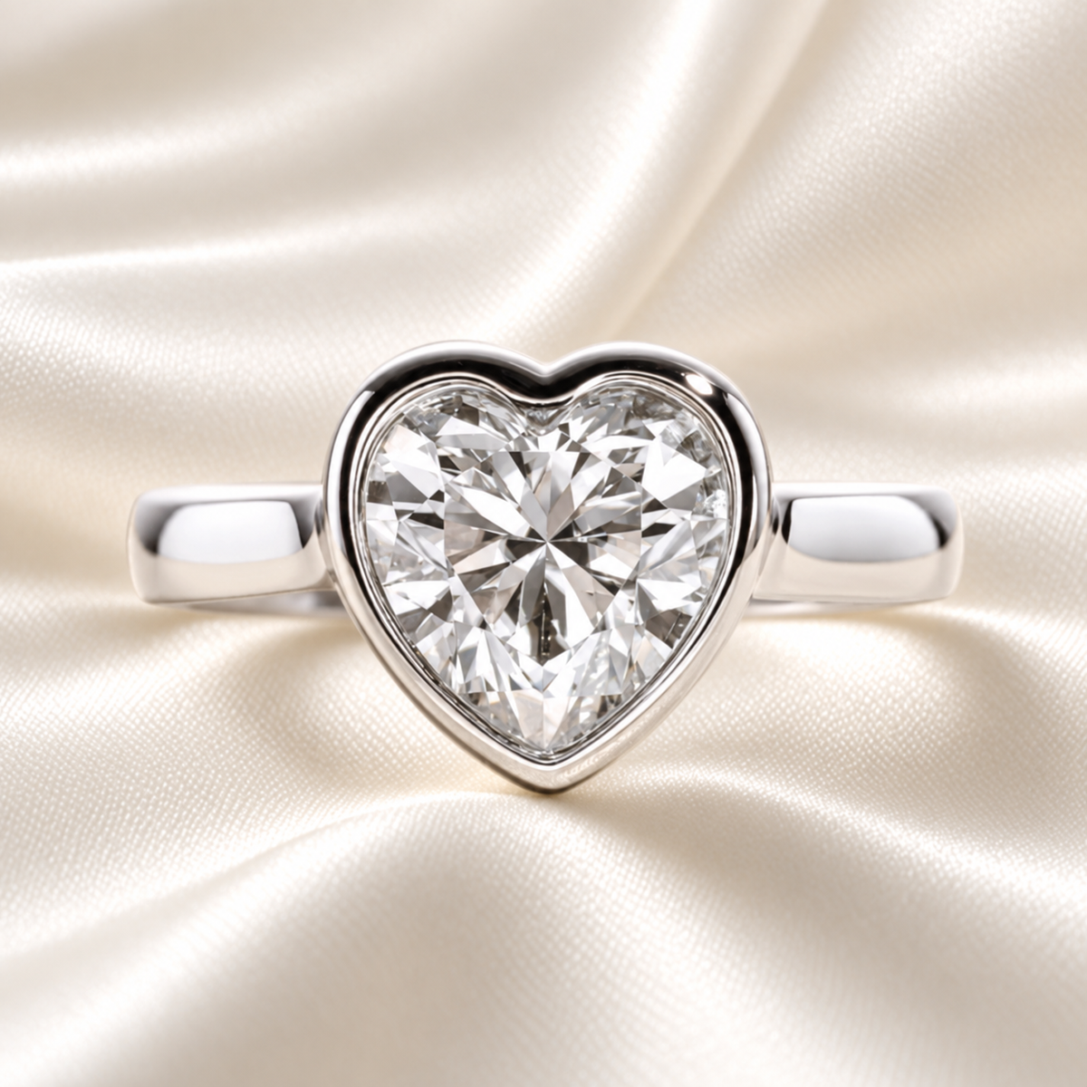 Eternal Heart 3ct Bezel-Set Moissanite Ring