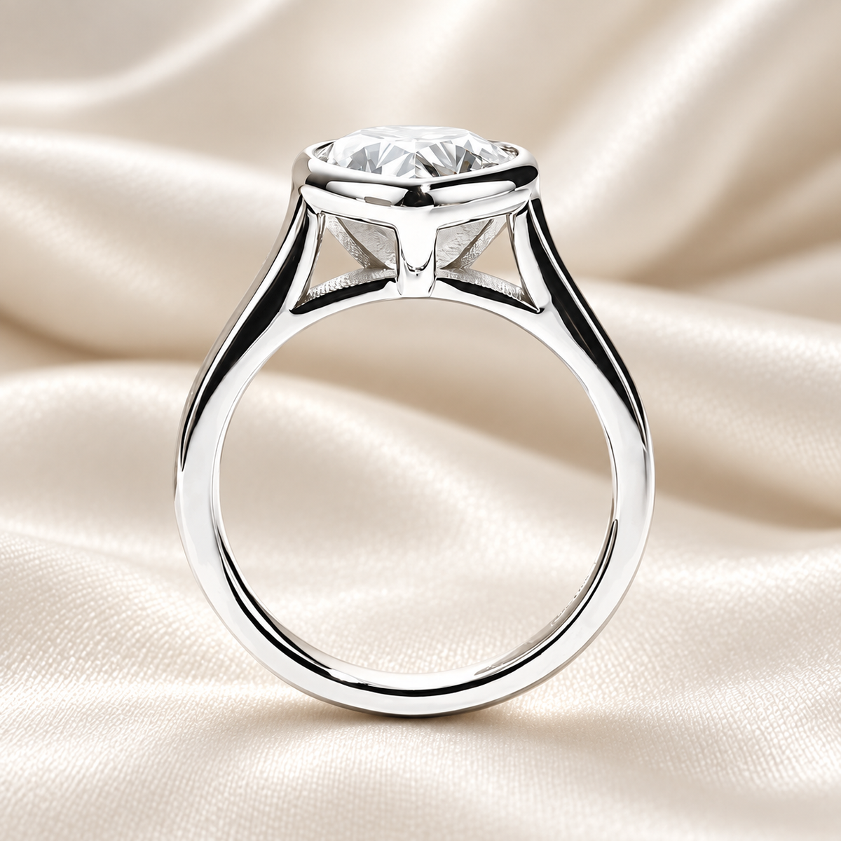 Eternal Heart 3ct Bezel-Set Moissanite Ring
