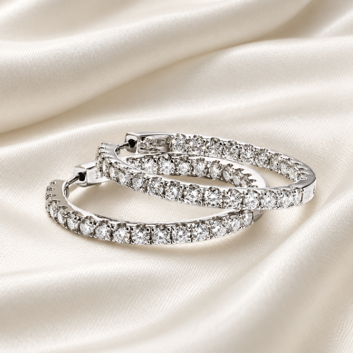 5.6ct Moissanite Hoop Earrings | Inside-Out Design in White or Yellow Gold