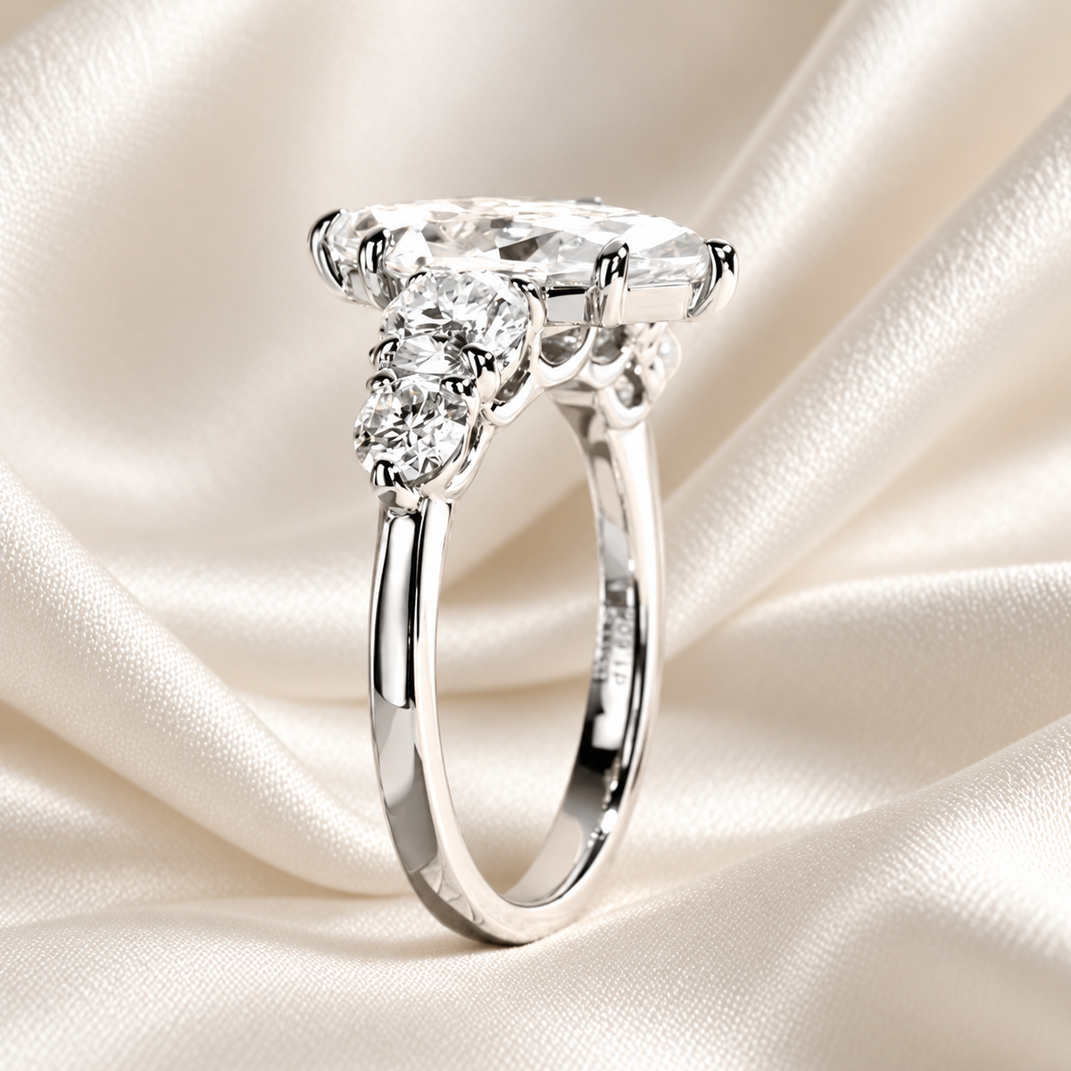 3 Carat Marquise-Cut Moissanite Engagement Ring | 4.6ct, 5 Stone Ring