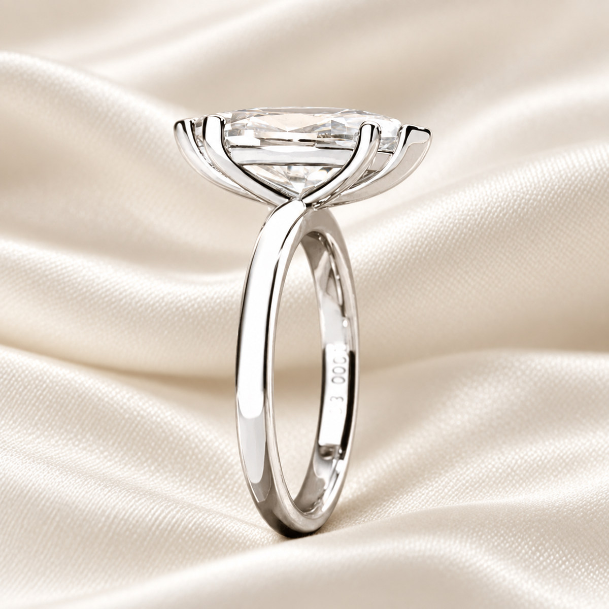 Marquise 3ct Moissanite Solitaire Ring with 18K White Gold Finish