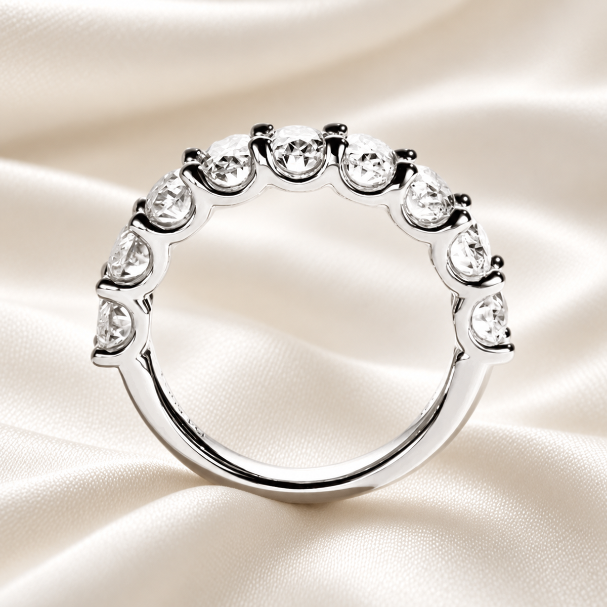 4.5ct Oval-Cut Moissanite Half Eternity Band Ring | D-Colourless Stones