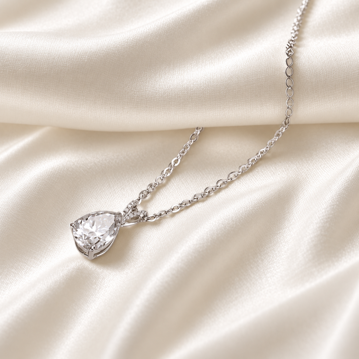 2.5ct Pear-Cut Moissanite Teardrop Pendant Necklace | Moissanite Jewelry