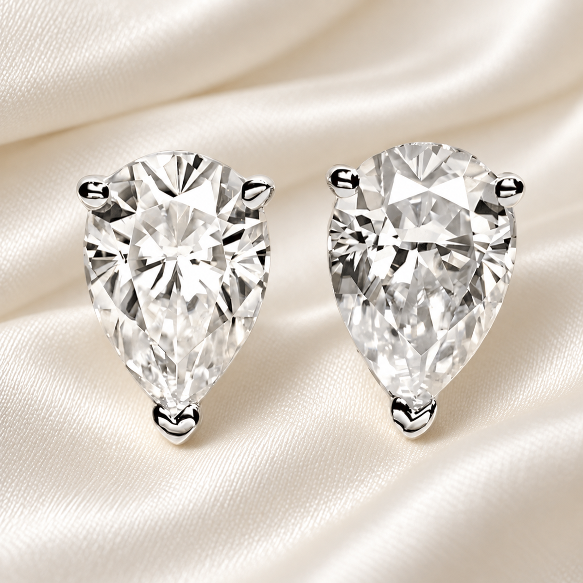 Pear-Cut Moissanite Stud Earrings | D-Colourless VVS1 with 10K Gold Hypoallergenic Posts