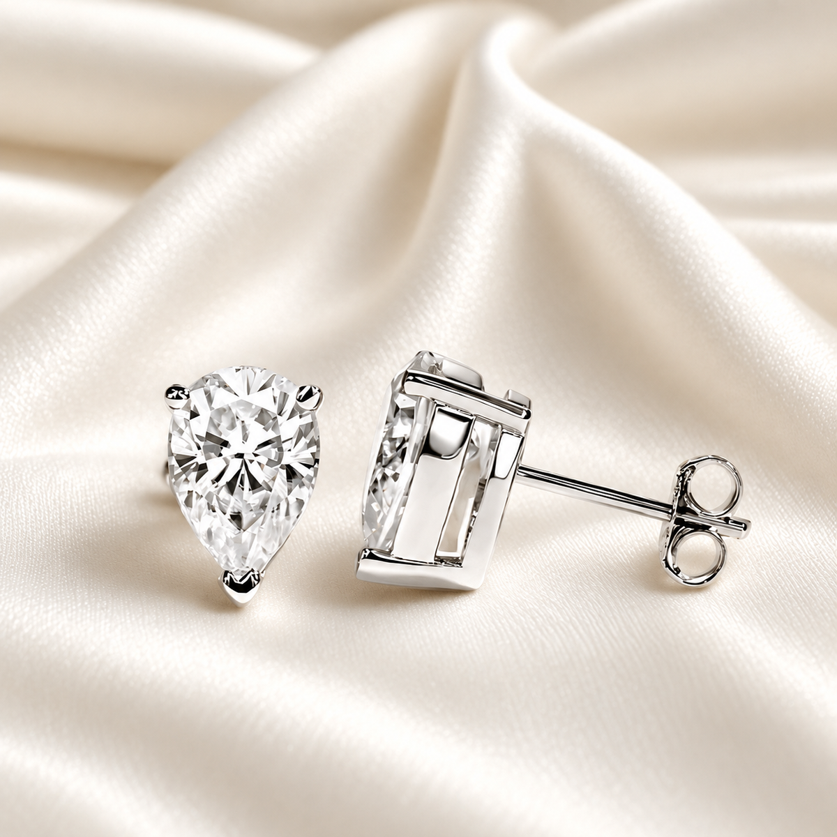 Pear-Cut Moissanite Stud Earrings | D-Colourless VVS1 with 10K Gold Hypoallergenic Posts