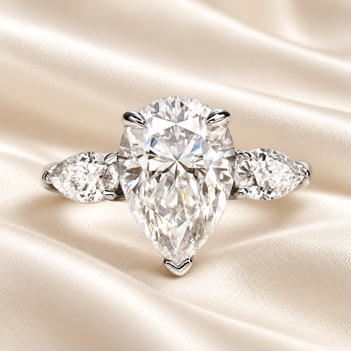 Pear 6.0 Total Carat - Trilogy Ring