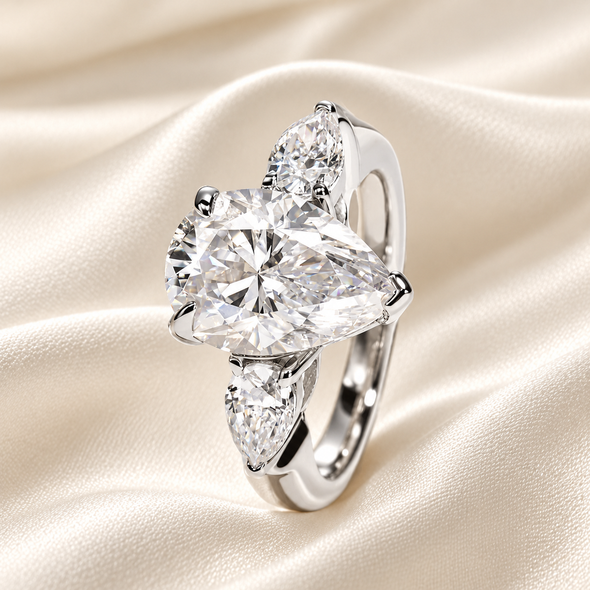 Pear 6.0 Total Carat - Trilogy Ring