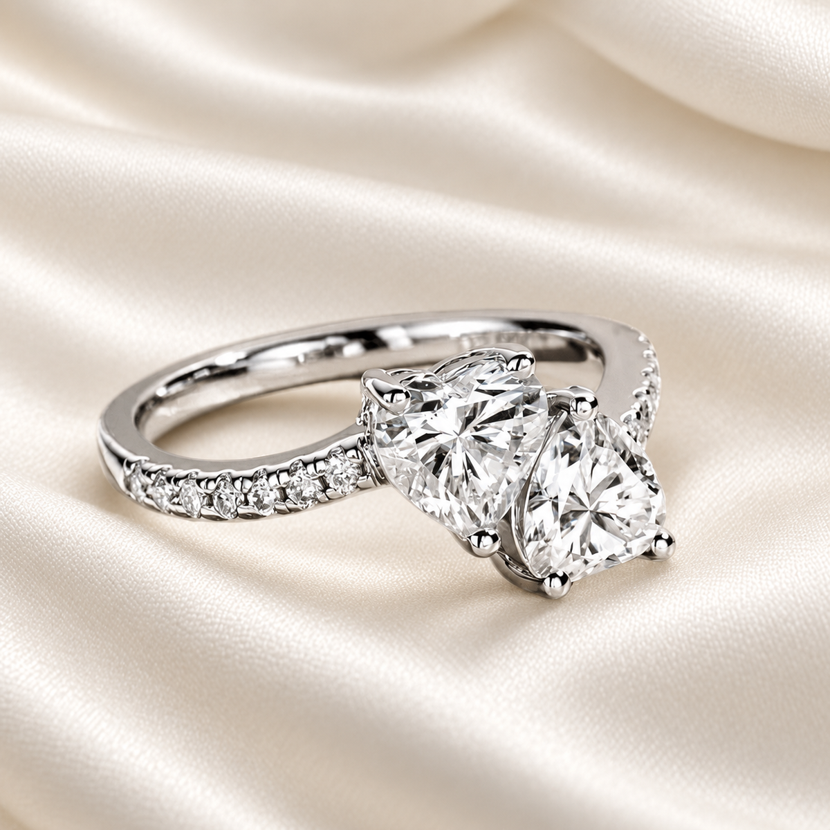 Twin Hearts 2ct Moissanite Ring