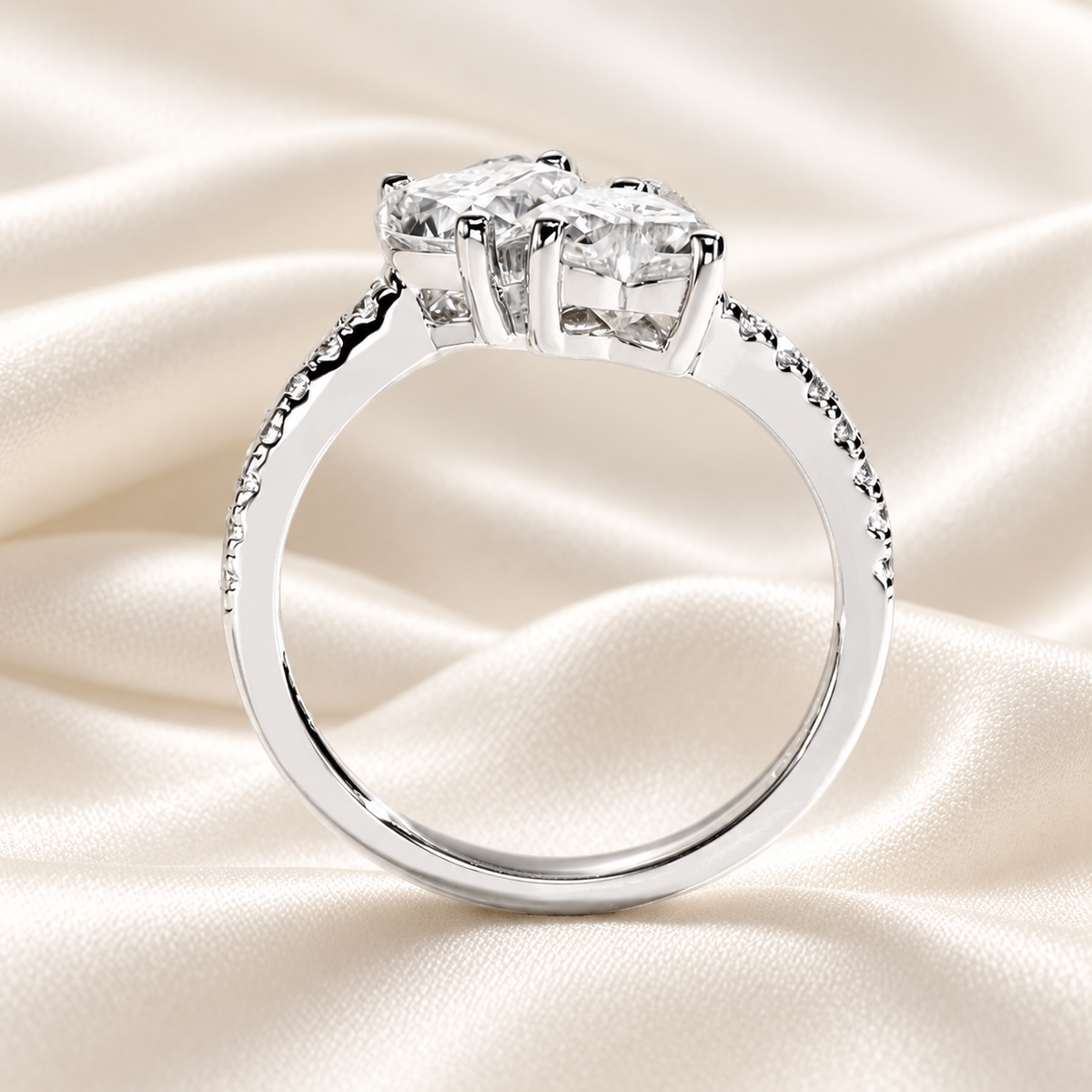 Twin Hearts 2ct Moissanite Ring