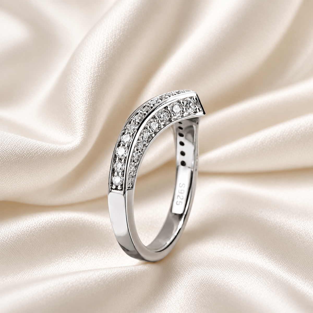 Moissanite V Shape Wedding Band