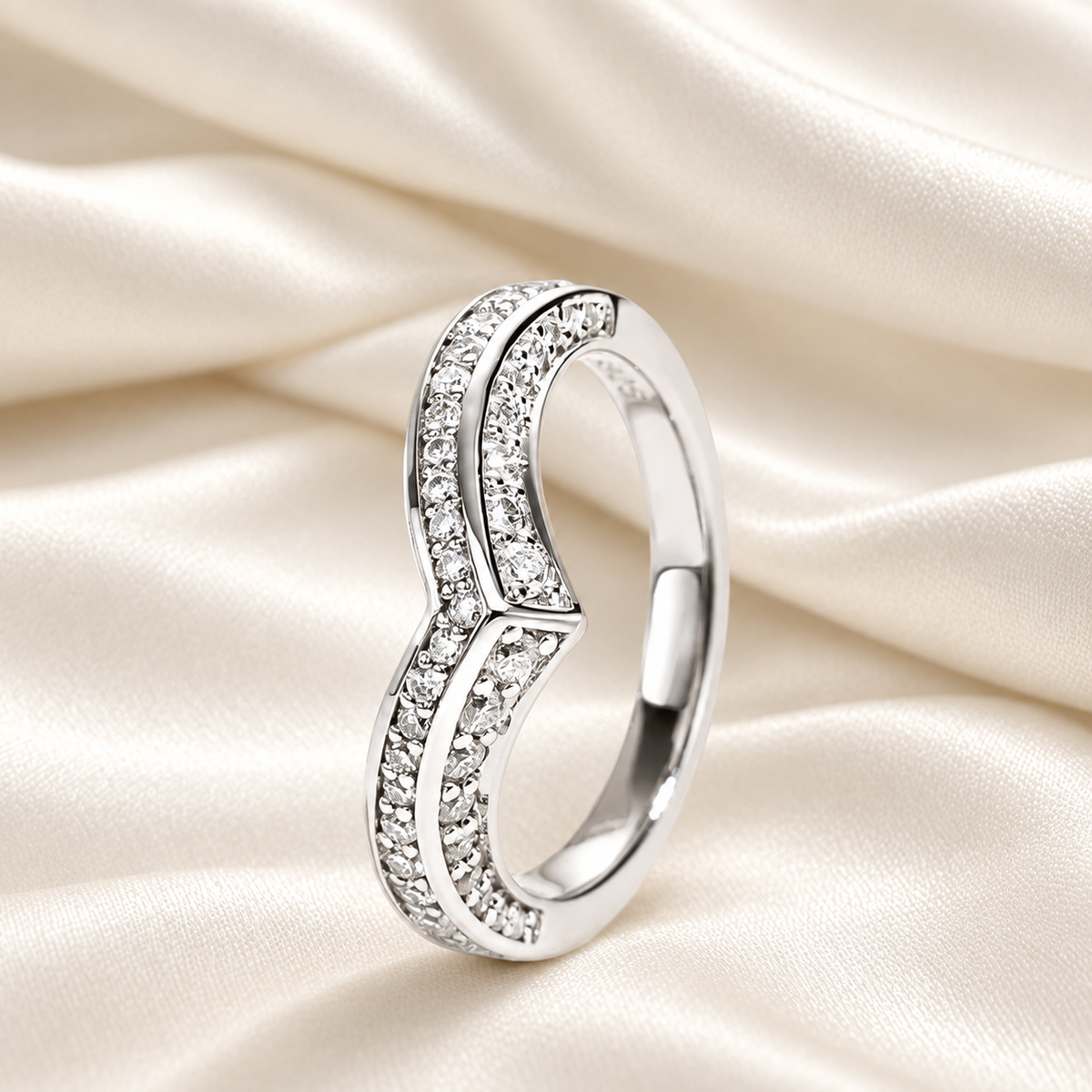 Moissanite V Shape Wedding Band