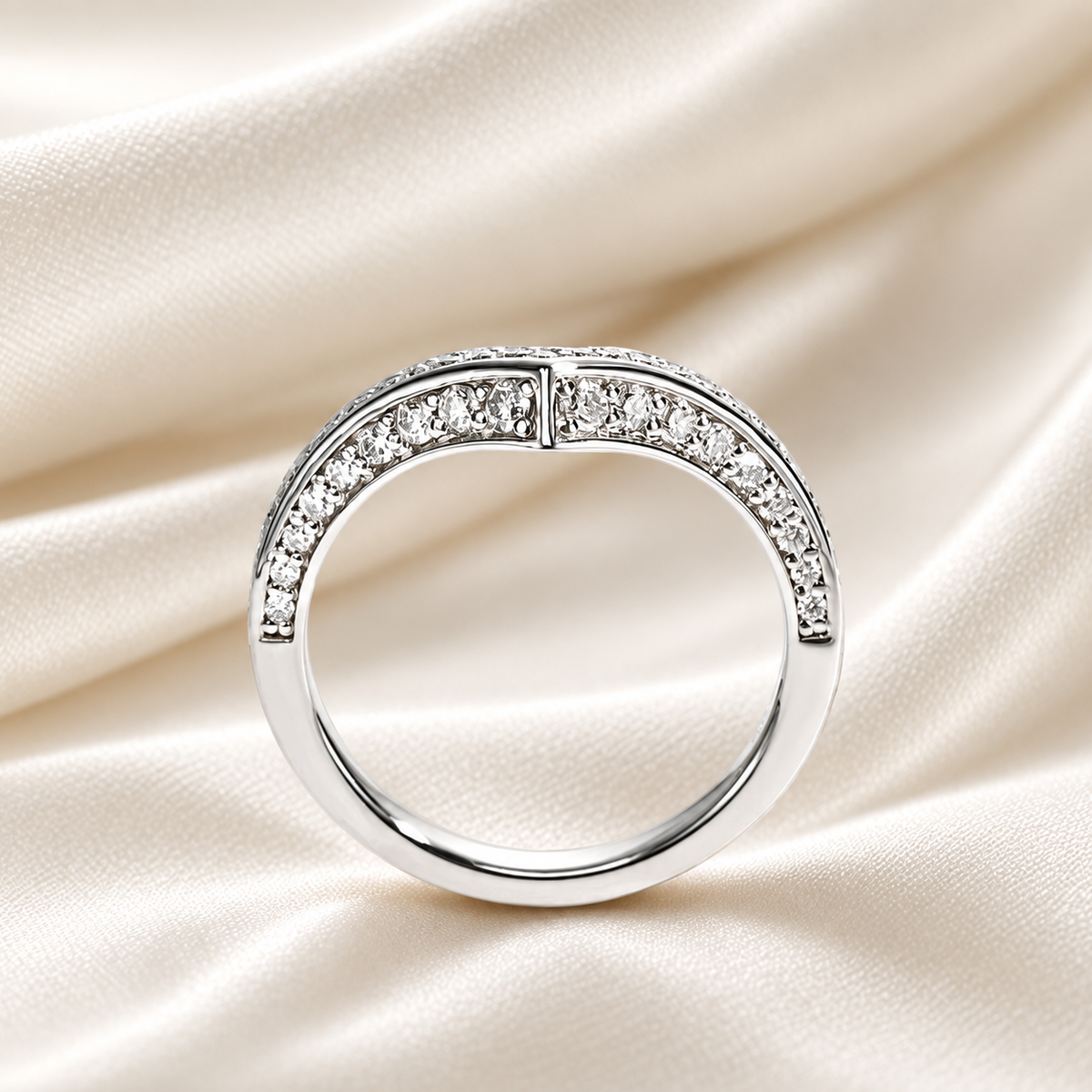 Moissanite V Shape Wedding Band